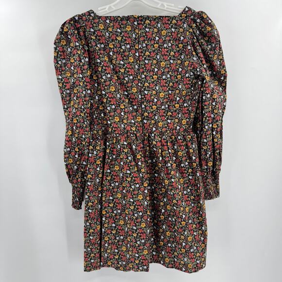 Hyacinth House Tuckernuck Mini Dress Dark Floral Sz XS LS Square Neck - Picture 2 of 6